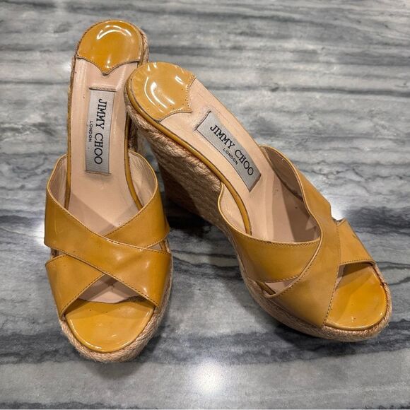Jimmy Choo‎ Authentic Patent Leather Espadrilles with COA - Picture 1 of 14
